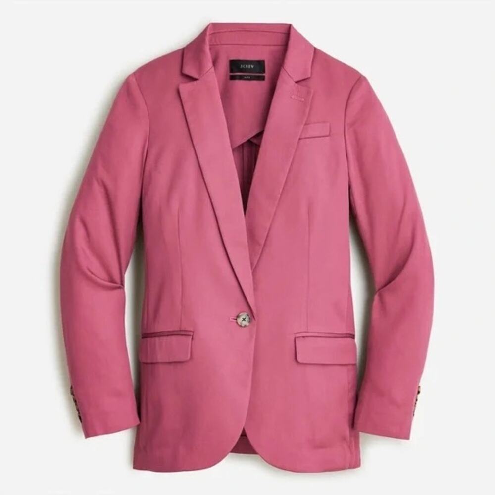J.Crew Alfie Gramercy Twill Lyocell Single Breasted Blazer Jacket Raspberry